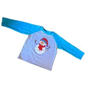 Kids Snowman Graphic Shirt - Blue & Gray